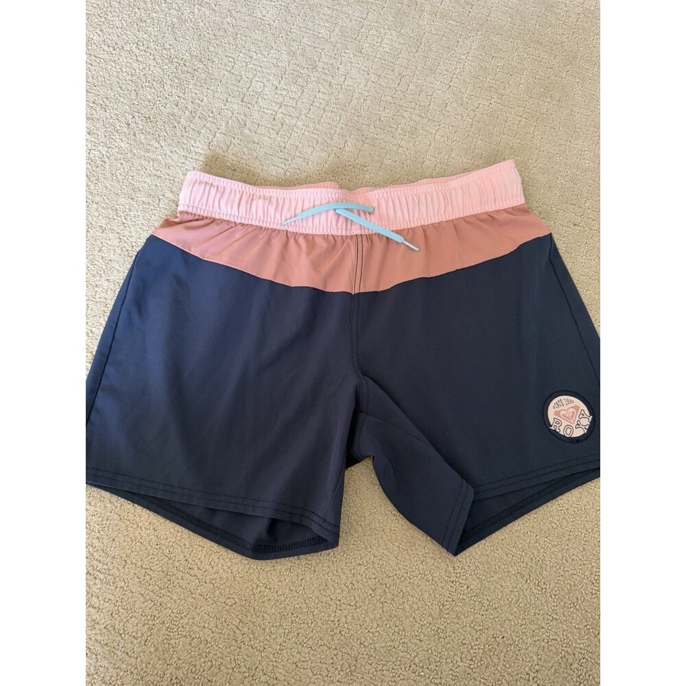 NWT Roxy Sea 5" Boardshorts Sz M Blue /Pink Long Weekend Elastic Waist Swim